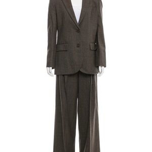 Brown Pinstripe Suit Set. Alberta Ferretti. Size Small